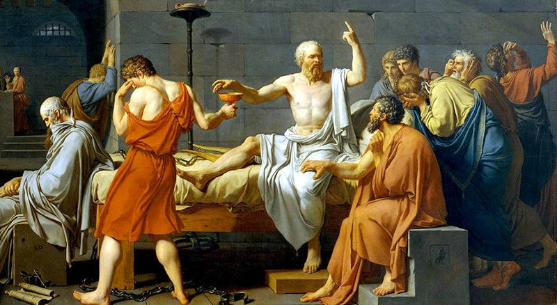 La morte di Socrate nel dipinto di Jacques-Louis David.